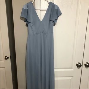 Dust blue birdy grey bridesmaids dress